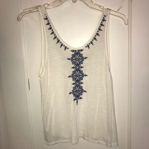 Blue and white printed tank top